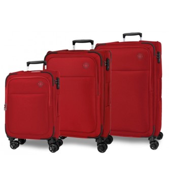 Movom unisex. 5318424 Juego de maletas Atlanta 56 - 66 - 77 cm rojo (OSFA), Casual, Poliéster, Grande, Mediano, Cabina, Movom outlet 2024.