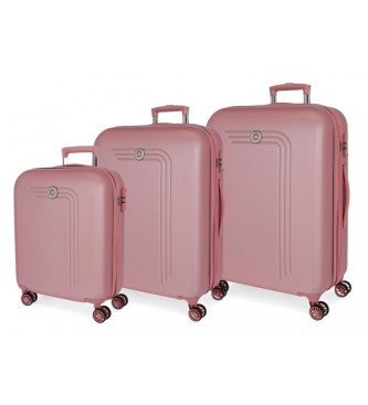 Movom. Conjunto de malas r?gidas Riga 55-70-80cm cor-de-rosa
