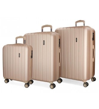 Movom unisex. 5318465 Juego de maletas Wood rígidas 55 - 68 - 78 beige (OSFA), Casual, ABS/Policarbonato, Grande, Mediano, Cabina, Movom out