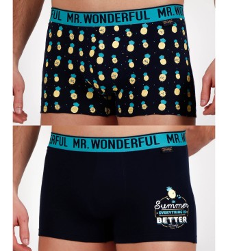 Aznar Innova para homem. Pacote 2 Boxers Ananás Preto Aznar Innova