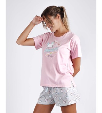 Aznar Innova para mulher. Sou Pijama Fantástico de Manga Curta de Mul