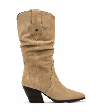 Mustang para mujer. 55919 Botas de Piel Missouri beige (37), 5 a 8cm, Ninguno, Casual