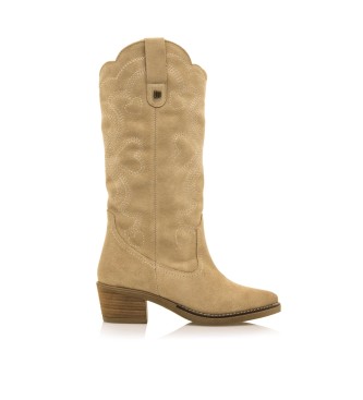 MTNG para mujer. 53723 Botas de Piel Teo beige - Altura tacón 5cm- (39), 3 a 5cm, Cremallera, Casual