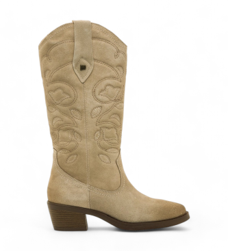 Mustang para mujer. 59664 Botas de Piel Teo beige (38), 5 a 8cm, Cremallera, Casual