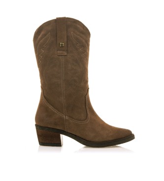Mustang für Damen. 58964 Lederstiefel Teo Braun (41), 5 bis 8 cm, Keine, Lässig