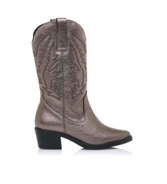 Botas Teo Plateado Oscuro -Altura tacón 5cm- (37), Plata, 5 a 8cm, Ninguno, Casual, MTNG outlet 2024.