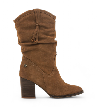 MTNGvoor vrouwen. 53882 Bruine Uma Leren Laarzen (41), Leer, 5 tot 8 cm, Ritssluiting, Casual
