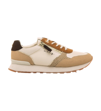 Mustang para mujer. 60391 Zapatillas Joggo beige (38), Tela, Plano, Cordones, Casual