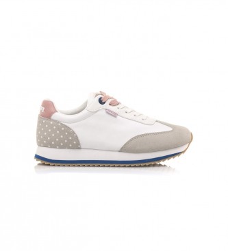 Mustang para mujer. 69145 Zapatillas Nora blanco (39), Tela, Plano, 1 a 3cm, Cordones, Casual