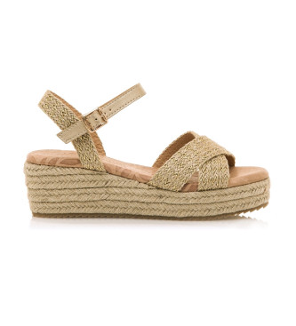 Mustang para mujer. 59553 Sandalias Lita dorado (38), 3 a 5cm, Hebilla, Casual