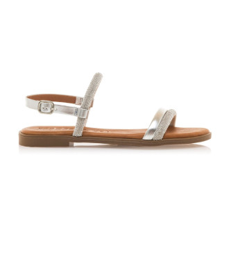MTNG para mujer. 54497 Sandalias de piel Casual Maria Plata (39), 1 a 3cm, Hebilla, MTNG outlet 2024.