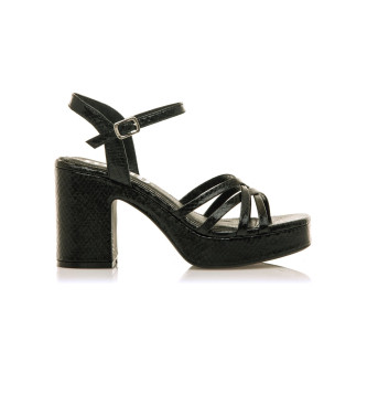 Mustang para mujer. 59609 Sandalias Vestir Britt Negro -Altura tacón 7cm- (39), 5 a 8cm, Hebilla, Casual