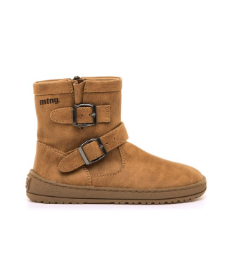 MTNG para niña. 49314 Botines Free marrón (32), Plano, Cremallera, Casual, moda infantil