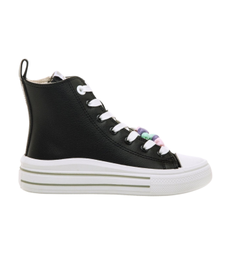 Mustang Kids para mujer/niña. 82001 Zapatillas Bigger Z negro (33), Plano, Cordones, Cremallera, Casual, moda infantil