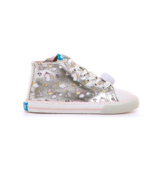 Mustang Kids para niña. 49339 Zapatillas Free plateado (27), Plata, Plano, Cordones, Casual, moda infantil