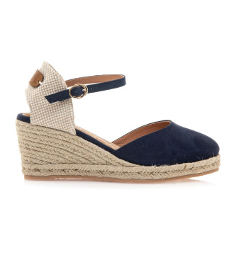 Mustangvoor vrouwen. 52194 Navy Austen sleehakken (40), Stof, 5 tot 8 cm, Gesp, Casual, Marineblauw