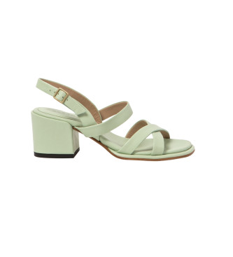 Sandalias de piel S3173 verde -Altura tacón 6cm- (40), 5 a 8cm, Hebilla, Casual, Fiesta, Neosens outlet