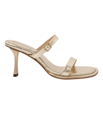 Sandalias de piel S3194 Nappa Champagne -altura tacón: 8cm- (41), Dorado, 5 a 8cm, Ninguno, Hebilla, Ca