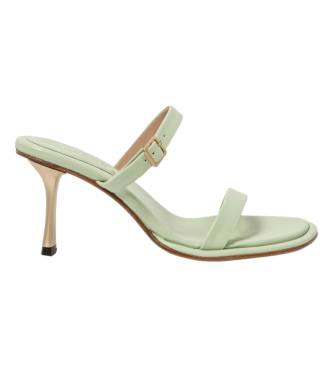 Sandalias de piel S3194 Nappa verde -altura tacón: 8cm- (40), 5 a 8cm, Ninguno, Hebilla, Casual, Neosen