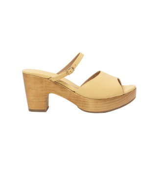 Zuecos de piel S3273 amarillo -Altura tacón 8cm- (41), 5 a 8cm, Ninguno, Casual, Neosens outlet 2024.
