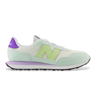 New Balance unisex para niños. P237V1_KL Zapatillas 237 Bungee Lace blanco, verde (35), Plano, Cordones, Casual, Deportivo, moda infantil