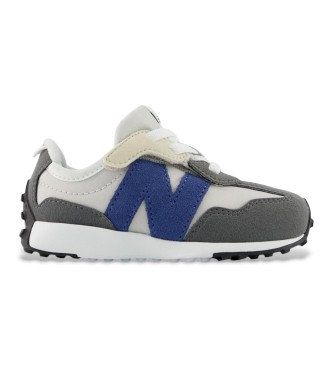 New Balance unisex para niños. I327V1_KL Zapatillas 327 Hook & Loop gris (22.5), Plano, Cordones, Velcro, Casual, Deportivo, moda infantil