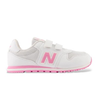 New Balance para niña. PV500V1 Zapatillas 500 Hook & Loop blanco, (35), Plano, Ante, Velcro, Casual, moda infantil