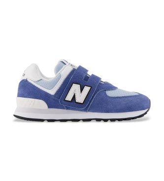New Balance unisex para niños. P574V1_KL Zapatillas de Piel 574 Hook & Loop azul (29), Plano, Velcro, Casual, moda infantil