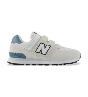 New Balance unisex para niños. P574V1_KL Zapatillas de Piel 574 Hook & Loop gris (30.5), Plano, Velcro, Casual, moda infantil