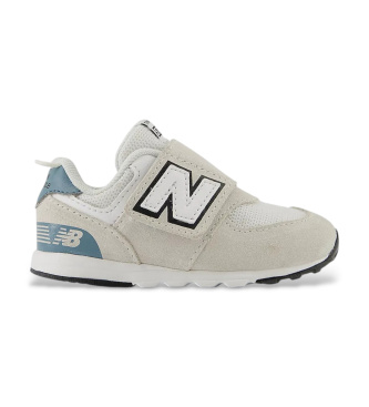 New Balance unisex para niños. I574V2_KL Zapatillas de Piel 574 NewHook & Loop gris (23.5), Plano, Velcro, Casual, moda infantil