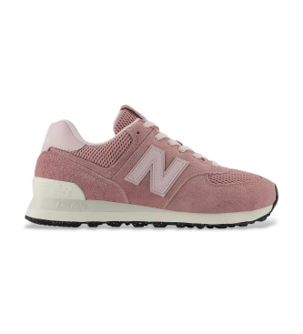 New Balance para mujer. W574V2_LI Zapatillas de Piel 574 rosa (38), Plano, Cordones, Casual