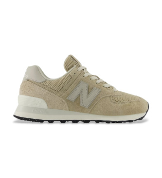 New Balance para mujer. W574V2_LI Zapatillas de Piel 574 beige (37), Plano, Cordones, Casual