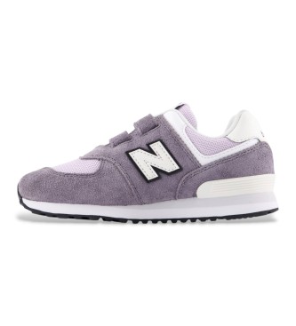 New Balance para mujer/niña. P574V1_KL Zapatillas 574 Hook & Loop gris (31), Plano, Cordones, Velcro, Casual, moda infantil
