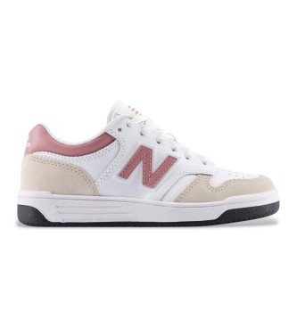 New Balance unisex para niños. PB480V1_KL Zapatillas B480 Lace blanco, rosa (35 W), Plano, Cordones, Casual, moda infantil