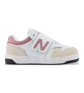 New Balance unisex para niños. IB480V1_KL Zapatillas B480 Hook & Loop blanco (26.5 W), Plano, Cordones, Velcro, Casual, moda infantil