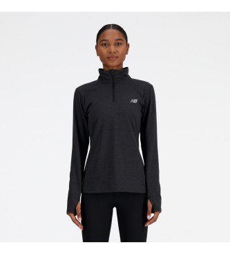 New Balance para mujer. WT41150 Camiseta Sport Essentials Space Dye Quarter negro (XL), Deportivo, Multideporte, Manga larga, Poliéster Reci