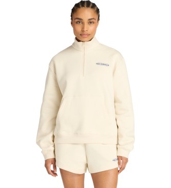 New Balance para mujer. WT53513 Sudadera Reimagined Fleece Half Zip beige (L), Casual, Deportivo, Algodón, Multideporte