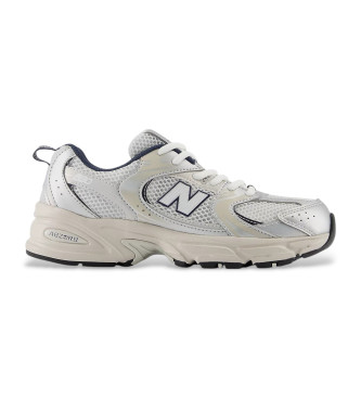New Balance unisex para niños. GR530V1 Zapatillas 530 blanco, plateado (39), Plata, Plano, Cordones, Casual, moda infantil