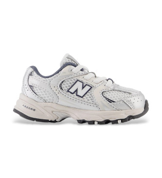 New Balance unisex para niños. IZ530V1 Zapatillas 530 Bungee blanco (26), Plano, Cordones, Casual, moda infantil