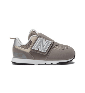 Zapatillas 574 New-b gris (20 W), Plano, Velcro, Casual, moda infantil, New Balance outlet 2024.