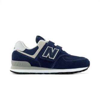New Balance unisex para niños. PV574V1 Zapatillas de Piel 574 Core Hook & Loop marino (31), Plano, Velcro, Casual, moda infantil