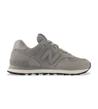 New Balance Para Mujer. WL574V2 Zapatillas De Piel 574 Gris (37), Plano, Cordones, Casual-image
