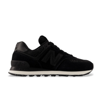 New Balance para mujer. WL574V2 Zapatillas de Piel 574 negro (39), Plano, Cordones, Casual