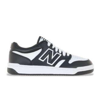 New Balance unisex para niños. GSB480V1 Zapatillas de piel 480 blanco, negro (39), Plano, Cordones, Casual, Deportivo, moda infantil