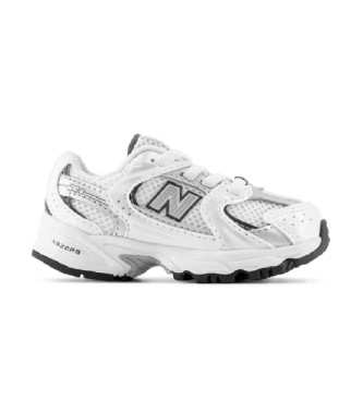 New Balance unisex para niños. IZ530V1 Zapatillas 530 cuerda elástica blanco (25), Plano, Cordones, Casual, moda infantil