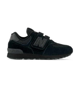 New Balance unisex para niños. PV574V1 Zapatillas 574 Core Hook & Loop negro (28), Plano, Cordones, Velcro, Casual, Deportivo, Multideporte,
