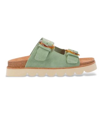 NO NAME para mujer. QNXSVS0 Sandalias de Piel Sandy Slap verde (37), Plano, Ninguno, Casual