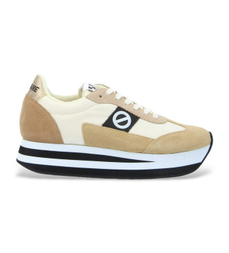 NO NAME para mujer. KNIMSM0 Zapatillas Flex Jogger beige (39), Piel, Plano, 1 a 3cm, Cordones, Casual