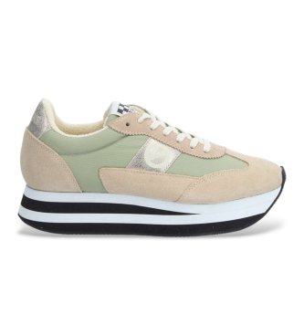 NO NAME para mujer. KNIMSSN Zapatillas de Piel Flex Jogger marrón (37), 3 a 5cm, Cordones, Casual