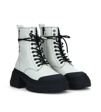 NO NAME para mujer. NNYKNR0 Botines de piel de estilo militar con plataforma y cierre de cordones Strong Ranger blanco 2